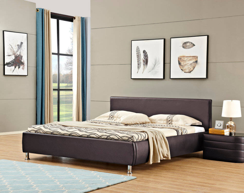 Beds Hazlo Aleksandr Faux Leather Bed Base with Headboard (Double